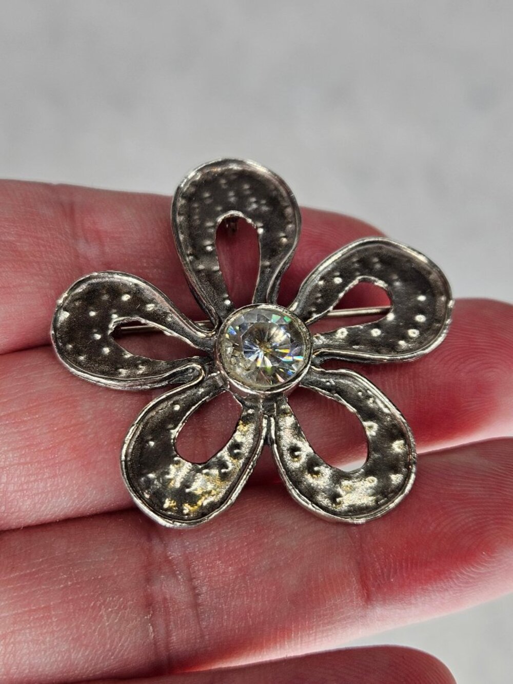 Silpada 925 Sterling Silver Flower Crystal Brooch Pin With Unbranded Necklace View 3